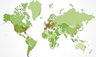 location of Coccinella website visitors (first week)