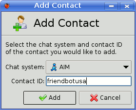 Add Contact dialog of Coccinella