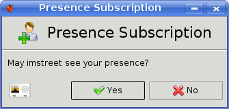 Subscription request of your ICQ contact