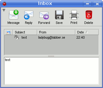 Coccinella's inbox with Oxygen icon theme