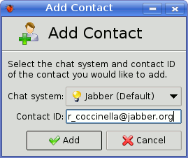 Add Contact dialog of Coccinella