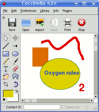 Coccinella's whiteboard with Oxygen icon theme