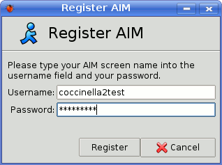 Register AIM account to transport